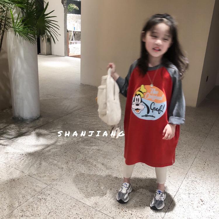 Hàng Mới Về Đầm Thun Dáng Rộng Tay Dài In Họa Tiết Hoạt Hình Phong Cách Phương Tây Thời Trang Xuân Thu Cho Bé Gái