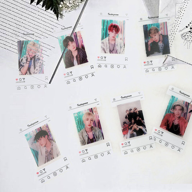 Bộ 8 tấm card nhựa PVC trong suốt in hình các thành viên BTS