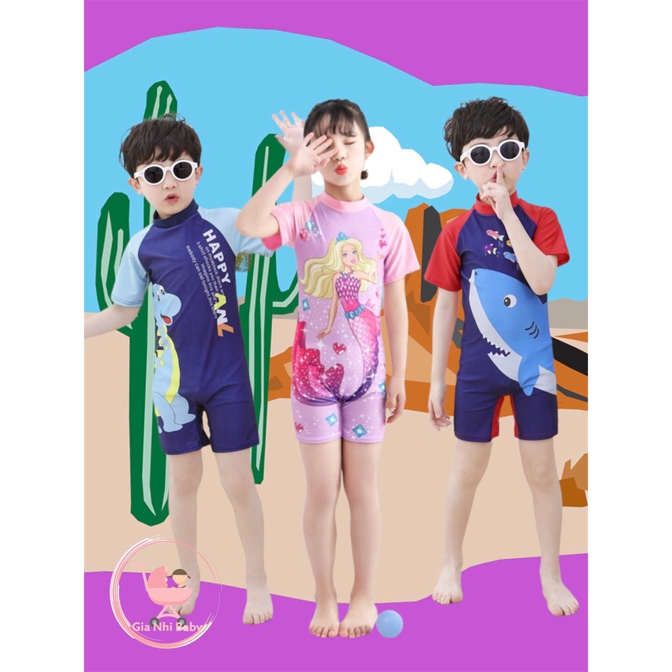 Đồ bơi liền thân cho bé trai và bé gái 3-8 tuổi họa tiết hoạt hình đáng yêu nhiều màu sắc
