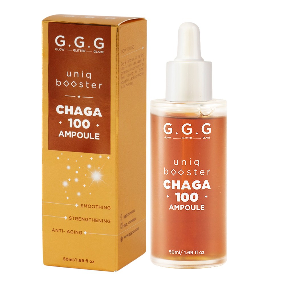 Tinh Chất GGG Uniq Booster Chaga 100 Ampoule Từ Nấm Chaga Phục Hồi, Làm Dịu &amp; Cấp Ẩm 50ml