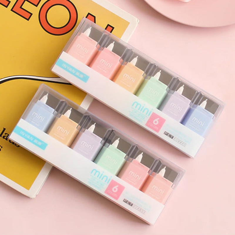 Set 6 Bút Xóa Kéo Hình Vuông Mini Tiện Dụng Cho Học Sinh / Văn Phòng
