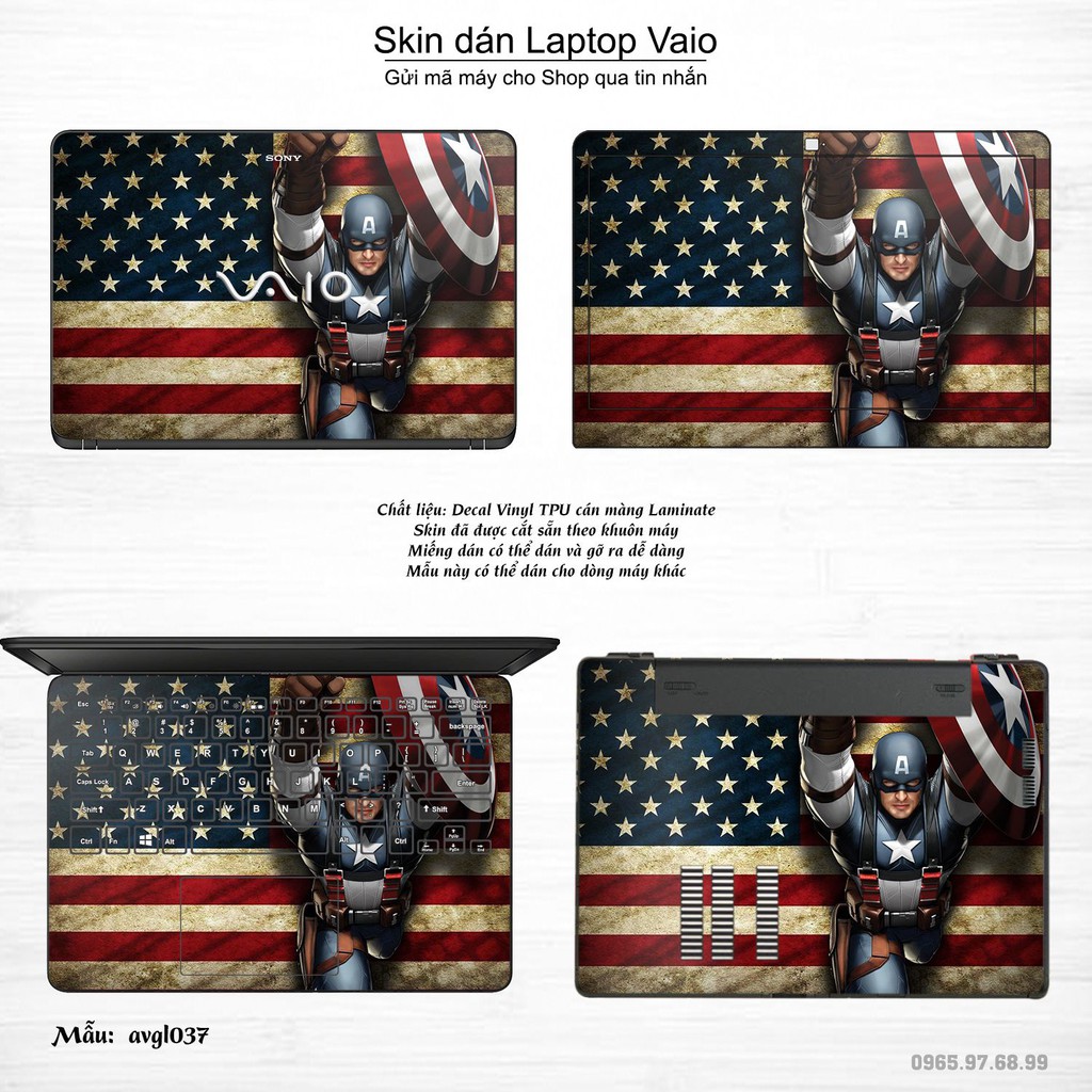 Skin dán Laptop Sony Vaio in hình Avenger (inbox mã máy cho Shop)