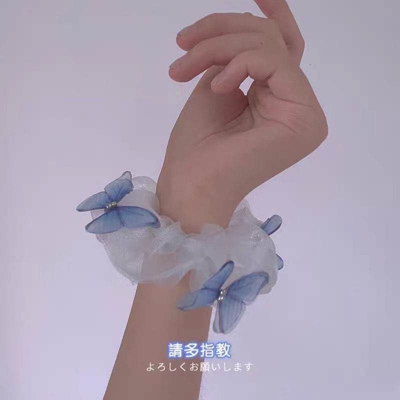 Dây buộc tóc co giãn phối lưới hình bướm xinh xắn cho bé gái