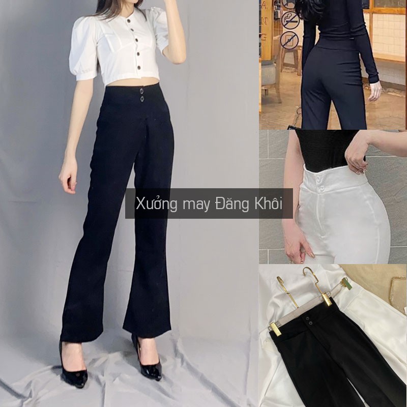 Quần Ống Loe ❤️Freeship❤️ Quần Tây Công Sở Ống Vẩy Lưng Cao Cạp Cao 2 Khuy Nữ Dáng Suông Dài S065