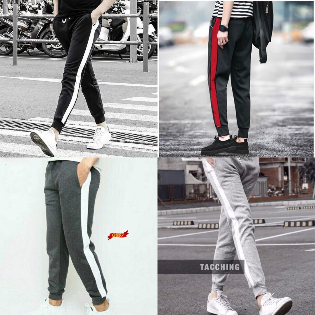 [Freeship] Quần Jogger Thun Nỉ Nam Nữ Phối Sọc Unisex - Quần Thể Thao Nam Nữ 1 Sọc Quần Nam Thu Đông Co Giãn Ống Bo