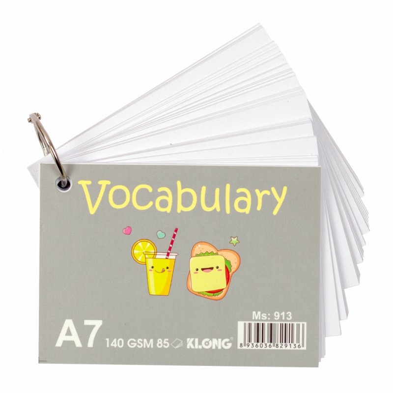 Tập thẻ Vocabulary Card KLONG A7 85 tờ 140/92; MS: 913