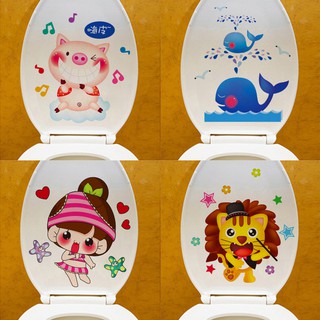 Sticker Dán Toilet Chống Thấm Nước Họa Tiết Hoạt Hình Sáng Tạo