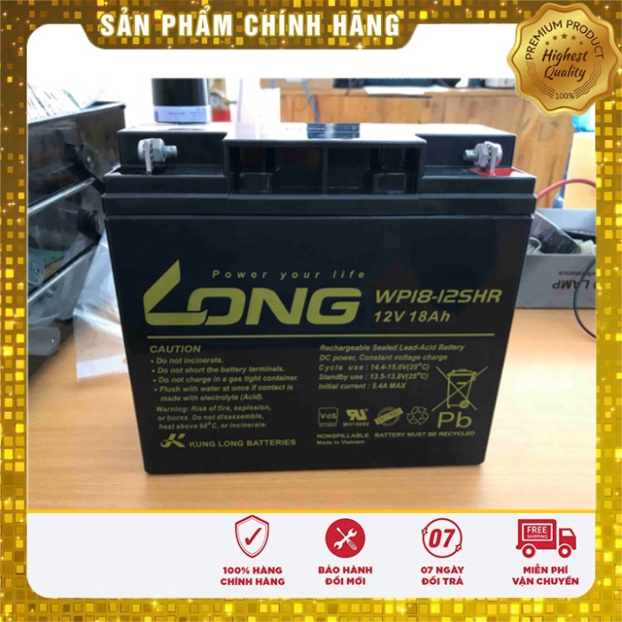 Bình Ắc Quy Kín Khí (AGM VRLA) Long 12V-18Ah (WP18-12NSHR) . BH 12 Tháng