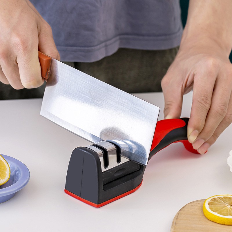 Dụng cụ mài dao kéo 3 rãnh, tiện dụng cho nhà bếp, sử dụng nhanh tiện lợi