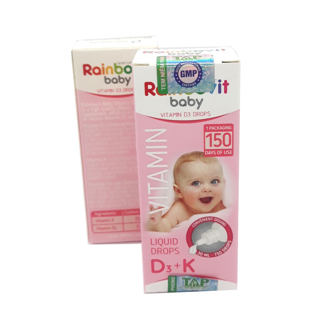 VITAMIN D3 + K RAINBOVIT BABY 30ML - NHẬP KHẨU BA LAN