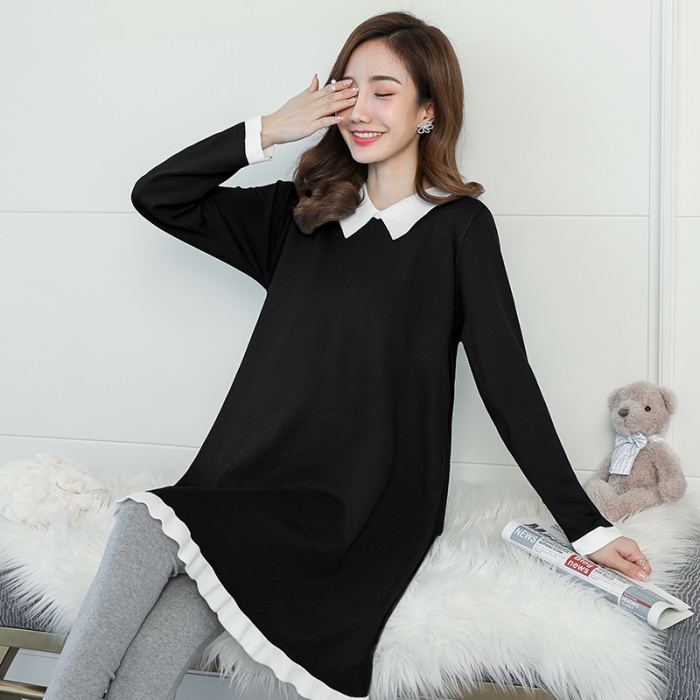 NSCAT-áo sơ mi dài tay cho bà bầu đẹp xu hướng thời trang dệt kim rộng
