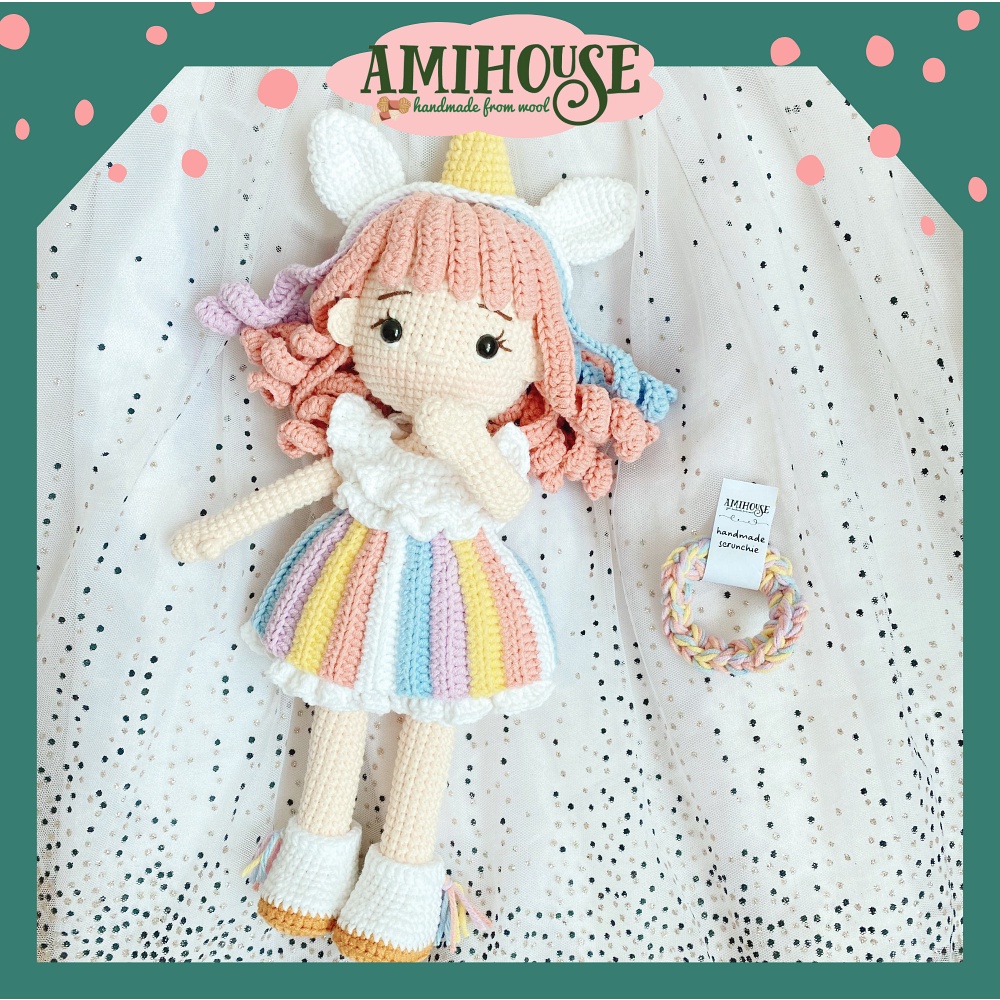Búp bê len Sofia dễ thương, Búp bê móc len Handmade, 100% sợi cotton đáng yêu - Ami House
