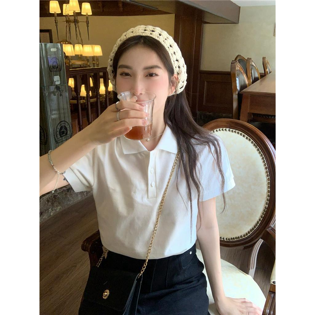 Áo Thun polo Ngắn Tay Màu Tương Phản Phong Cách Hàn Quốc Thời Trang Mới 65406