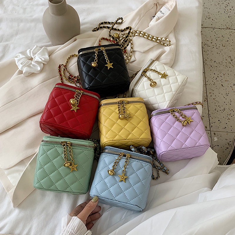 Túi Đeo Chéo Dáng Vuông Nhỏ Phối Dây Đeo Sợi Xích Thời Trang Dễ Phối Đồ