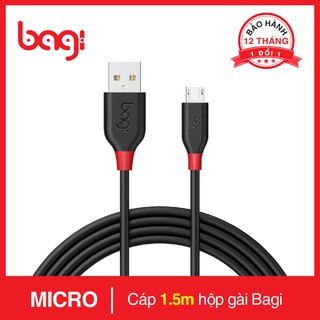 DÂY SẠC MICRO USB CHO ANDROID, SAMSUNG DÀI 1M5 MA150 - BAGI CHÍNH HÃNG BH 12 THÁNG