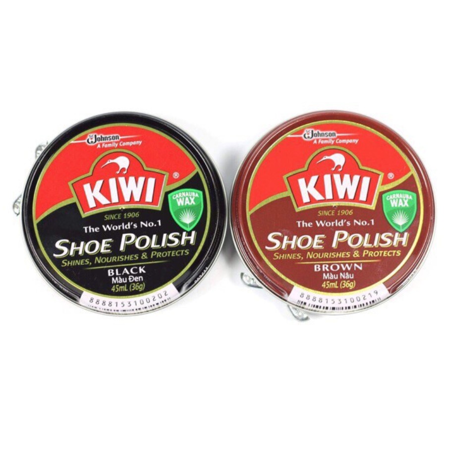Xi đánh giầy Kiwi màu đen, nâu kèm bàn chải đánh giày 45ml (36g)