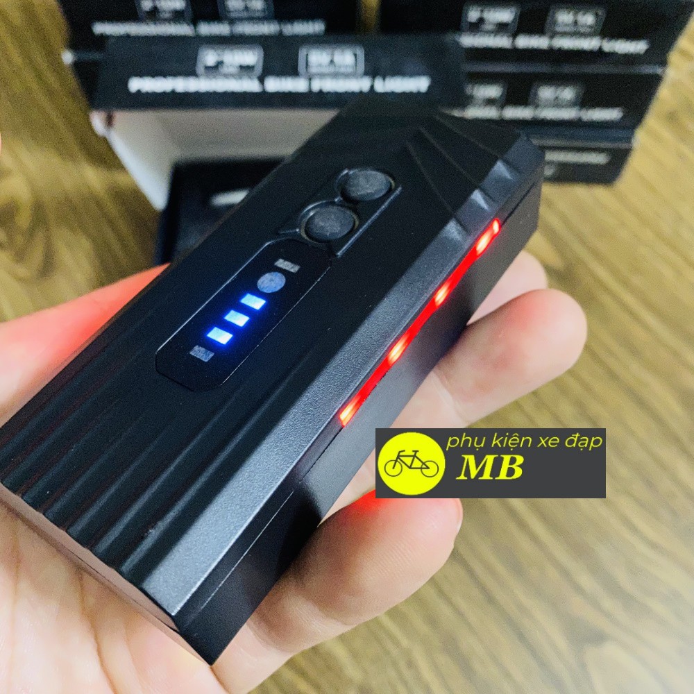 đèn xe đạp siêu sáng chống nước pin trâu 2 led có cảm biến tự động sáng khi đi đêm pin sạc usb,tích hợp sạc dự phòng 05