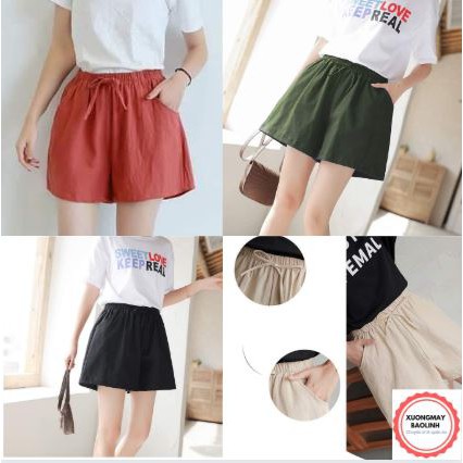 Quần short đùi lưng thun phối nơ siêu xinh_kèm ảnh thật