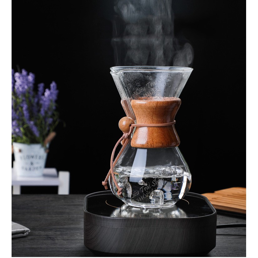 Bình pha v60 cà phê cafe pour over V60 Chemex drip không giấy lọc Inox 304 600ml