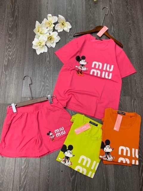 Set bộ chuột Miumiu tay ngắn cổ tròn