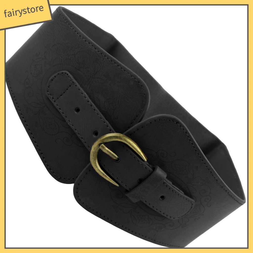 Thắt lưng giả da bản rộng màu trơn phong cách cổ điển cho nữ