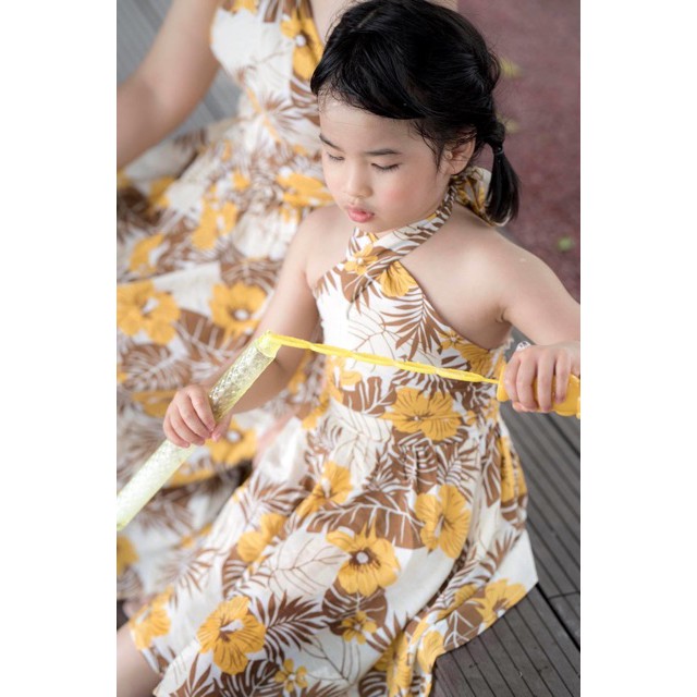Thời Trang Nữ BÁN SỈ SÉT ÁO VÁY ĐÔI HÌNH HOA VÀNG BE CHO GIA ĐÌNH Phương Linh Shop