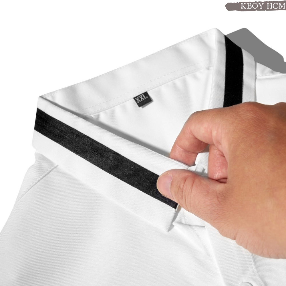 Áo sơ mi cổ bẻ Tay dài/ngắn, Hai màu trắng đen, logo ngay ngực thêu cao cấp , lịch lãm, sang trọng, Bigsize - 2837