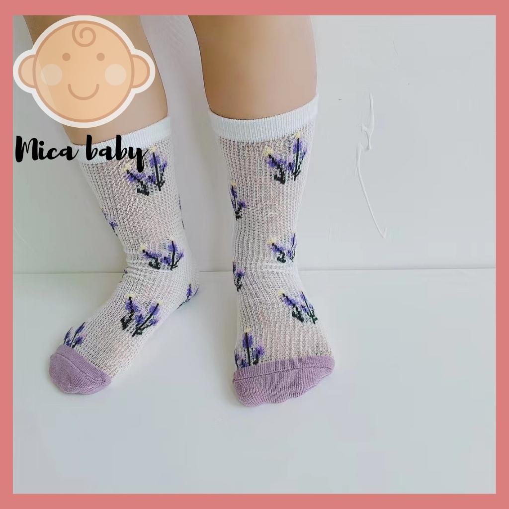 Tất lưới dài thoáng họa tiết đáng yêu cho bé Mica baby T22