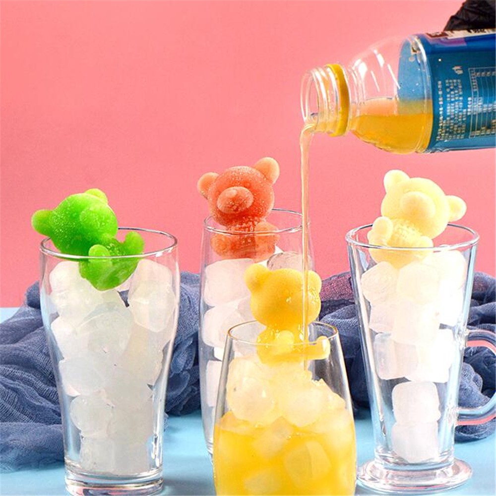 Khuôn Làm Đá Bằng Silicon Hình Gấu 3D Dễ Thương Tiện Dụng.amuoi