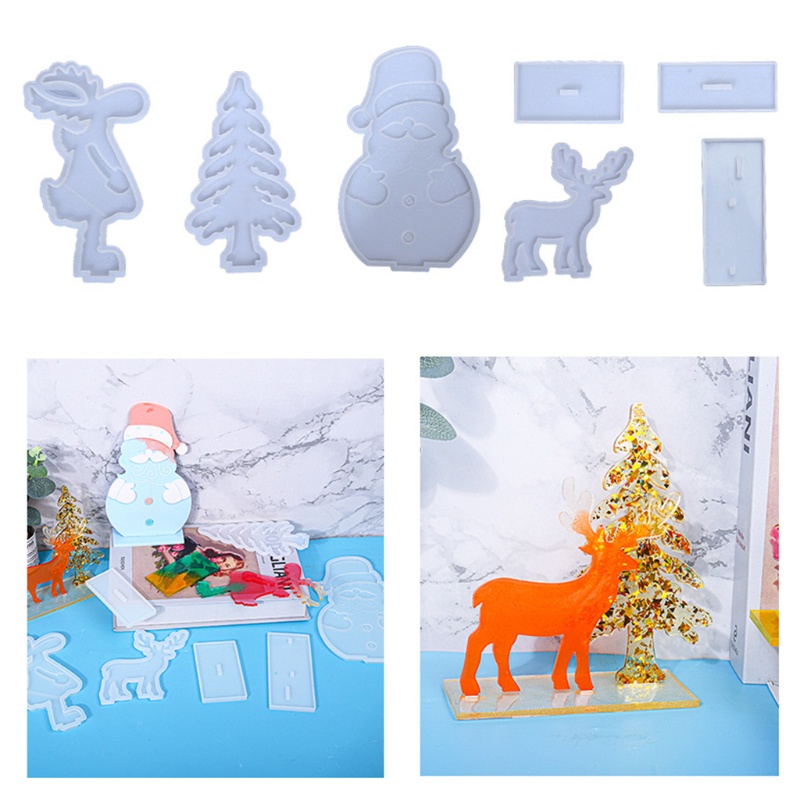 1 Khuôn Silicone Hình Tuần Lộc / Người Tuyết / Nai Sừng Tấm Làm Đồ Trang Trí Giáng Sinh DIY