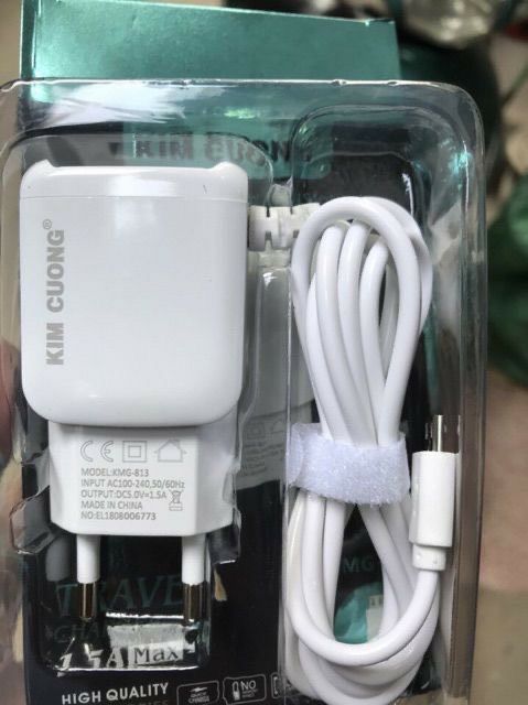 BS03 - BỘ CỦ, CÓC SẠC KIM CƯƠNG 1.5A MAX KMG-813 LIỀN DÂY
