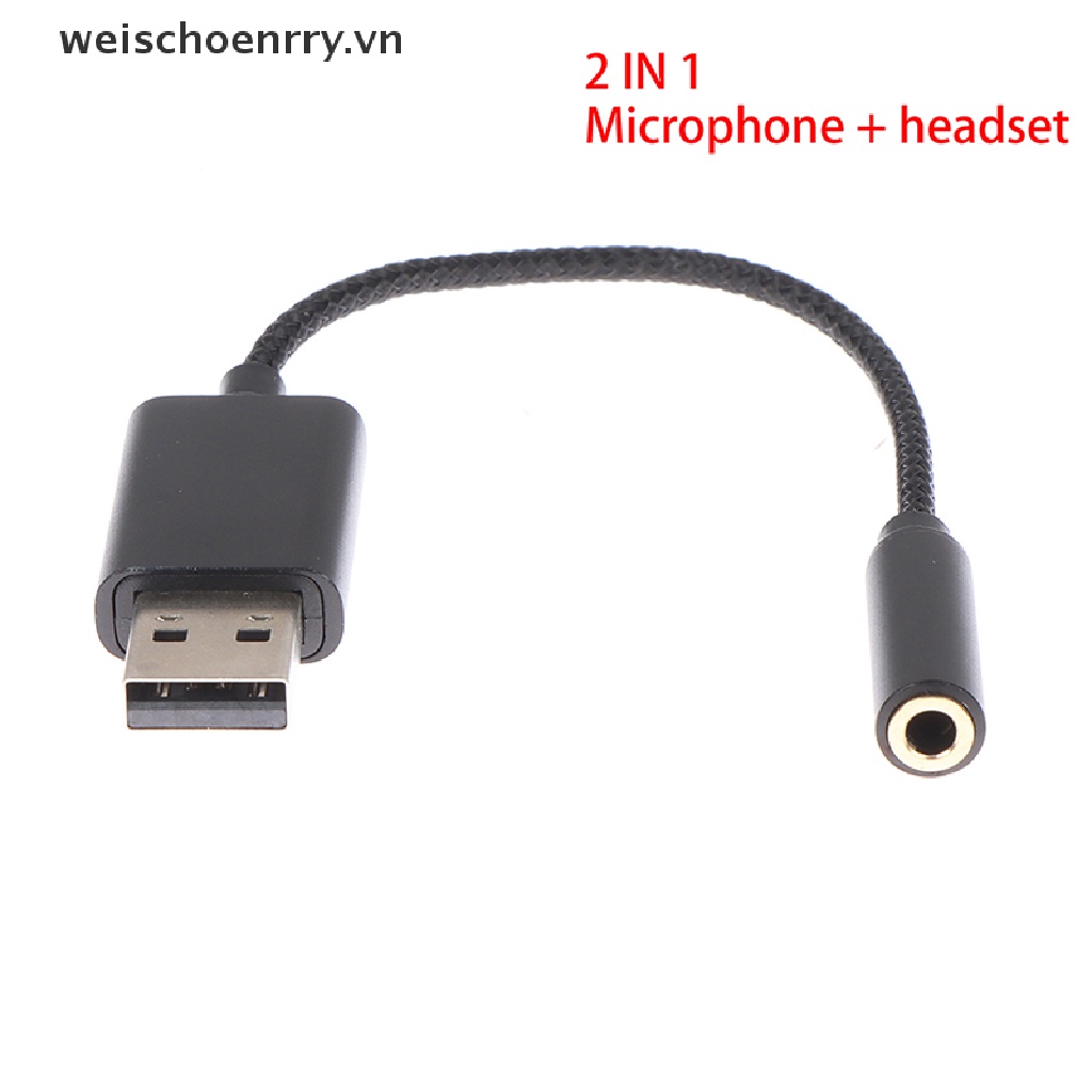 Cáp chuyển đổi card âm thanh USB sang 3.5mm 2 trong 1 cho PC/ laptop