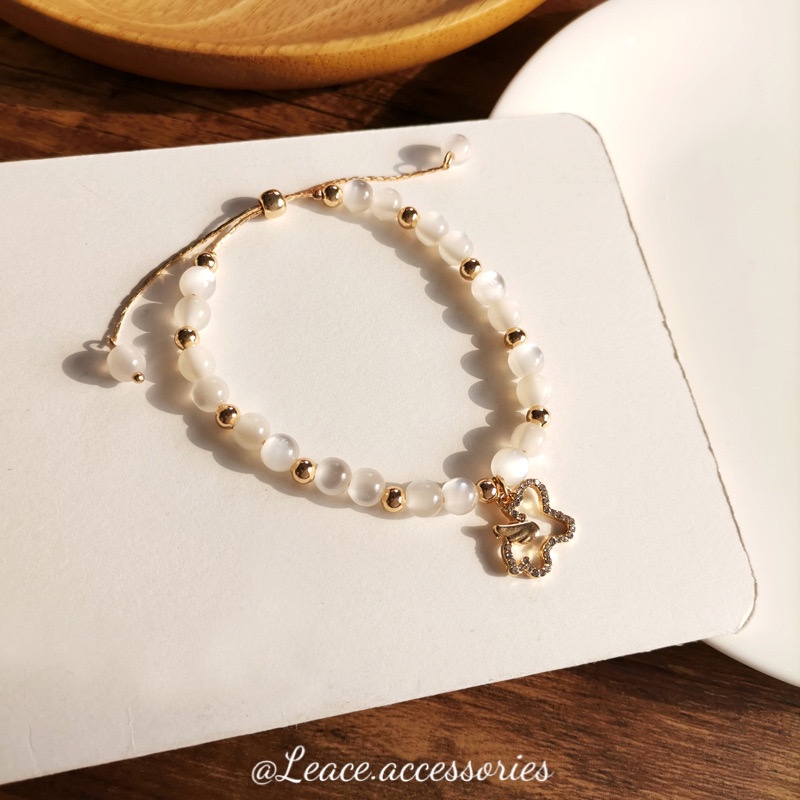 Vòng tay nữ, lắc tay dây rút đá mắt mèo mặt kỳ lân đính đá nữ tính BL020 Leace.accessories