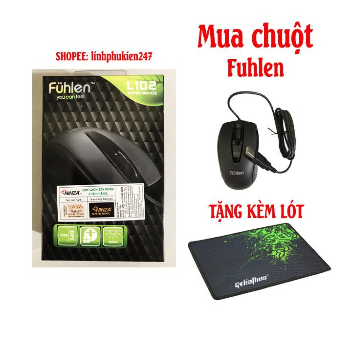 [Quà Tặng] Mua chuột  Fuhlen L102 tặng lót chuột siêu mịn