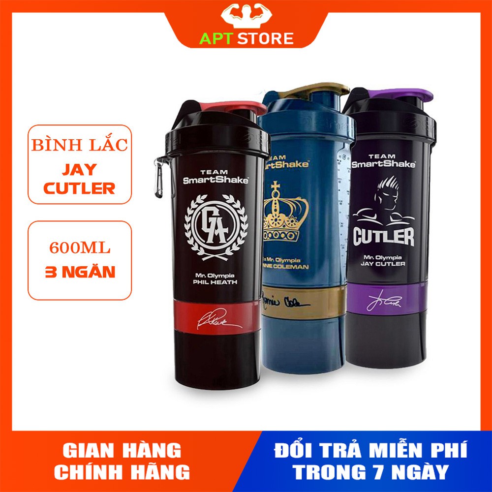 Bình lắc tập GYM ⚡FREE SHIP⚡ Bình lắc Shaker Jay Cutler 3 ngăn 600ml