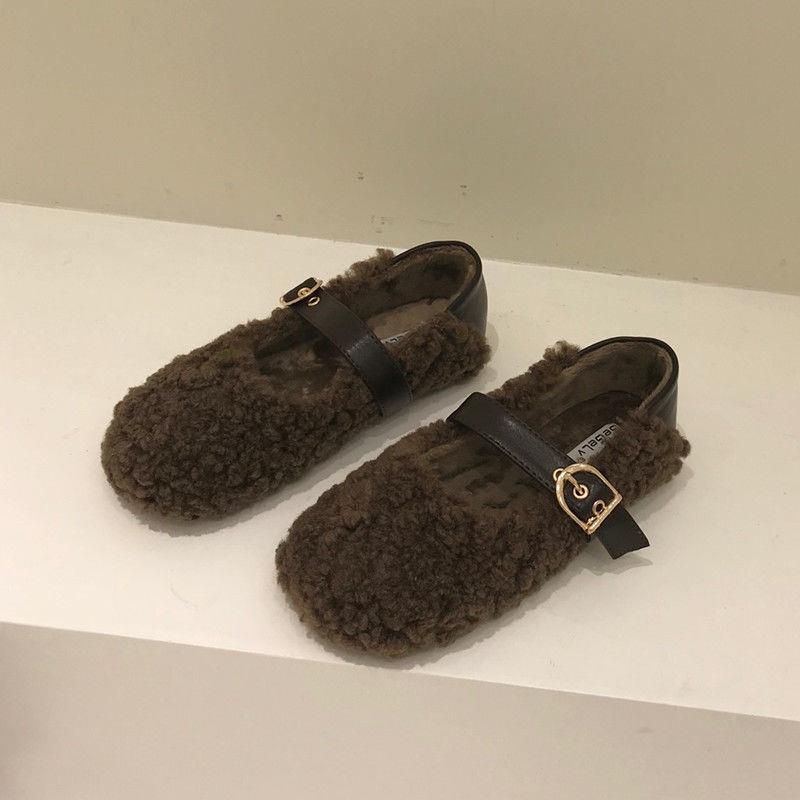 Giày Búp Bê Nữ Phủ Lông Thời Trang Hàn