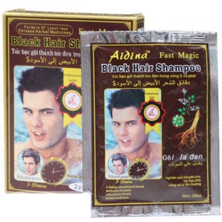 DẦU GỘI ĐEN TÓC BLACK HAIR SHAMPOO {lốc 10 hộp*2 gói.}