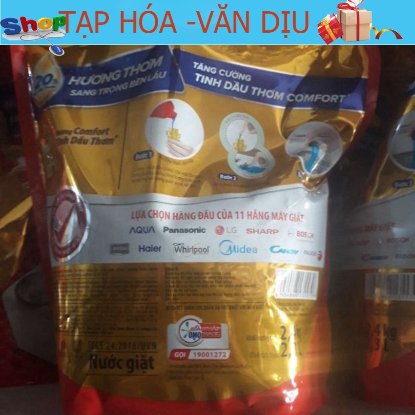 Nước giặt Omo Matic Cửa trên hương Comfort Tinh dầu thơm túi 2,4kg Hạn Dùng Mới Nhất