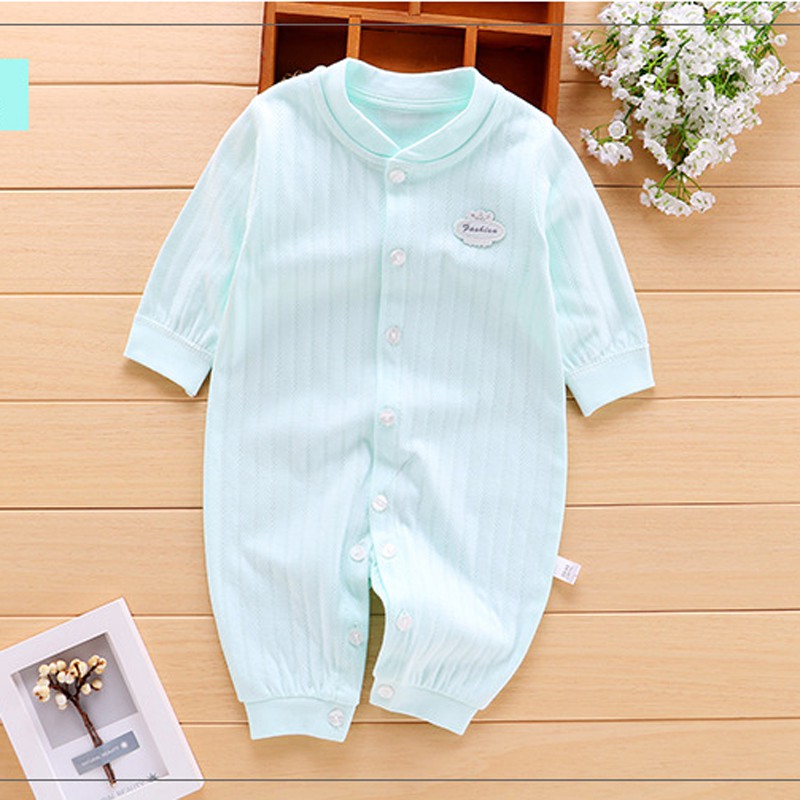 Body Liền Thân Dài Tay Cho Bé Trai Bé Gái 3-14kg, Đơn Màu Chất Cotton