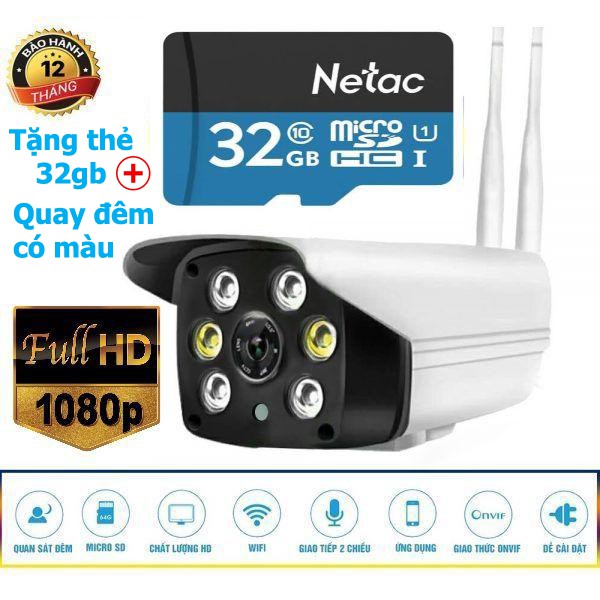 Camera Wifi IP ngoài trời Yoosee FULL HD 1080P 2.0 Quay đêm có màu - Tặng thẻ 32GB