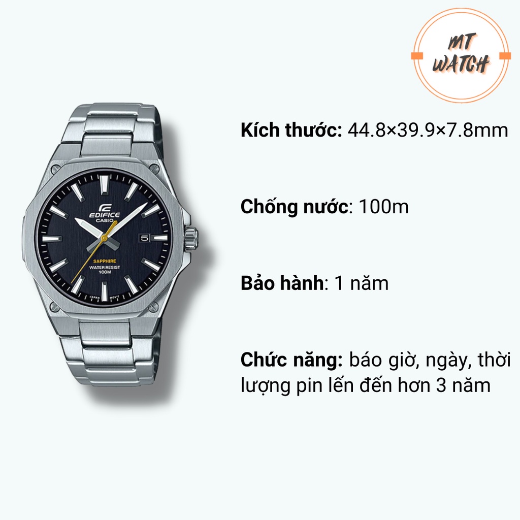 Đồng hồ Casio Nam EFR-S108D thiết kế viền bát giác nam tính, thể thao thích hợp cho dân công sở và cá bạn trẻ