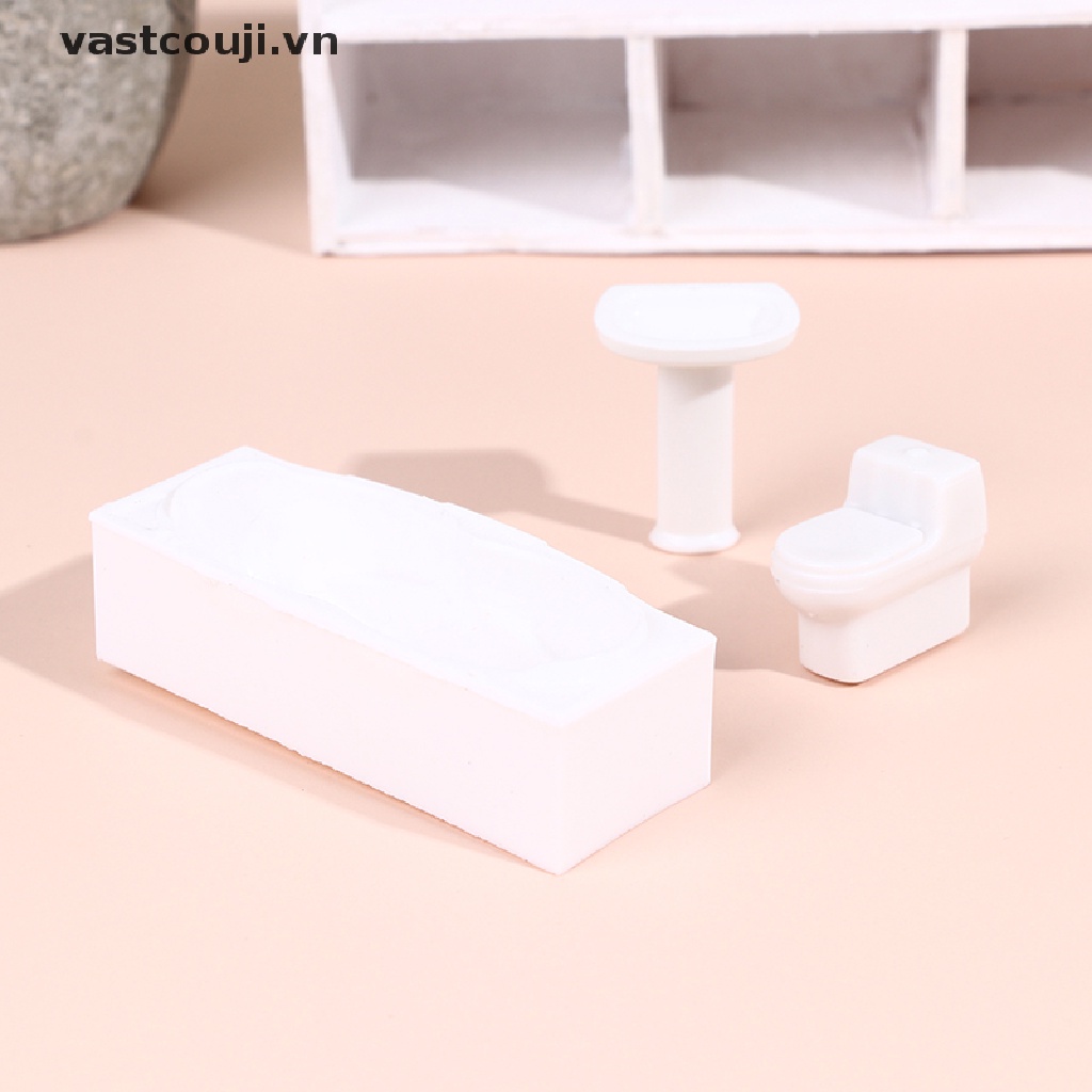 1 Bộ Mô Hình Bồn Tắm Toilet Độc Đáo Trang Trí Nhà Búp Bê