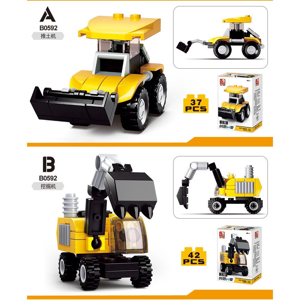 Bộ Đồ Chơi Lắp Ráp Mô Hình Xe Công Trình Rèn Luyện Óc Sáng Tạo Cho Bé