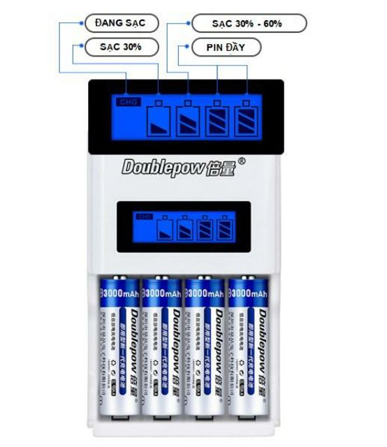 Pin sạc aa Doublepow (Sạc K98 + 8 Pin 3200mAh)