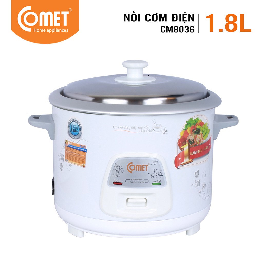 [Mã ELHADEV giảm 4% đơn 300K] Nồi cơm điện Comet CM8036 nắp rời 1.8L