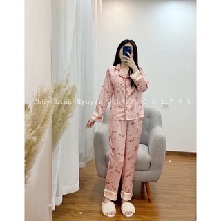 Bộ ngủ lụa dài hình gấu
