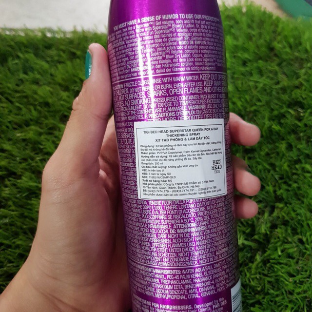 [#tigibedhead] Xịt tạo phồng và làm dày tóc BED HEAD TIGI Superstar Queen for a Day 300ml