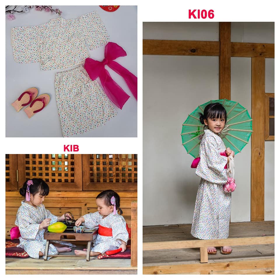 Kimono Trẻ Em Trắng Tam Giác Nhí KI06