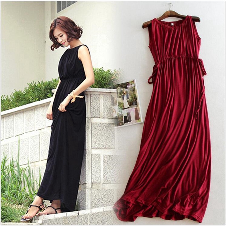Đầm Dài Sát Nách Dáng Rộng Bằng Vải cotton Kiểu Hàn Quốc plus size Cho Nữ