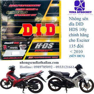 Nhông Sên Dĩa Ex 135 Đời 2010 Trở Xuông Sên Đen 10ly HDS - Có Mã Code Phân Biệt Hàng Chính Hãng